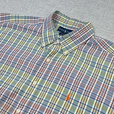 Ralph Lauren Shirt Mens XL Multicolor Plaid Short Sleeve Button Up Cotton
