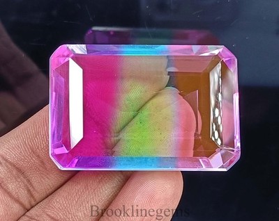 164.80 Ct Transparent Bi-Color Ametrine Emerald Cut Natural Certified Gem 6DJB