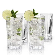Viski Reserve Milo Crystal Highball Glasses - European Crafted Collins Glasse...
