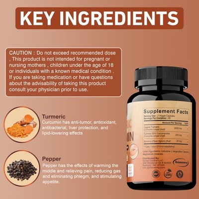 Kurkuma Curcumin Höchste Wirksamkeit 95% 2600mg BioPerine-Schwarzpfeffer-Extrakt