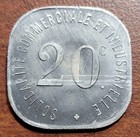 FRANCE WWI 1918 Aluminum Square Token NEUILLY Merchant League 20 Centime BU UNC — photo 2