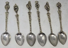 Vintage Silver Demi Tasse Italy Spoons Lion Griffin Set 6 Bellini Firenze? Lot