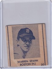 1948 R346 Blue Tint #20 Warren Spahn Boston Braves