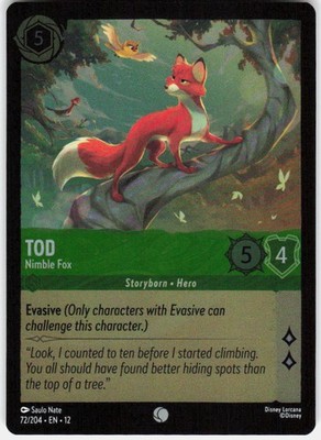 Tod Nimble Fox Foil 72/204 Wilds Unknown Disney Lorcana