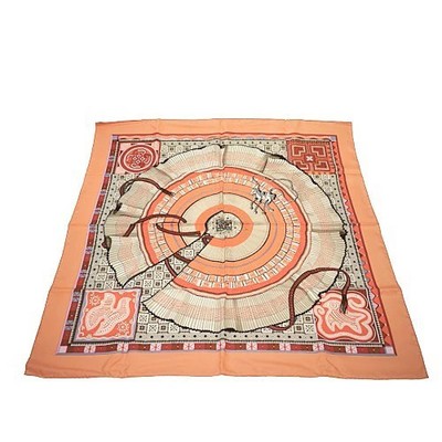 HERMES Carre 90 CENT PLIS DES MIAO 100% Silk ora Scarf