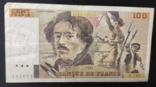 France 100 Francs Banknote Delacroix 1990 K.135 Ref: F.69bis/01a