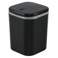 Melontray 2 L Push Top Lid Tabletop Bin, Mini Trash Can With Lid, Black 
