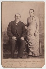 Antique Cabinet Card Allen Studio Couple Man Mustache Woman Russell KS