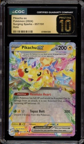 Pokemon Pikachu ex Surging Sparks Double Rare #057 CGC 10 Pristine
