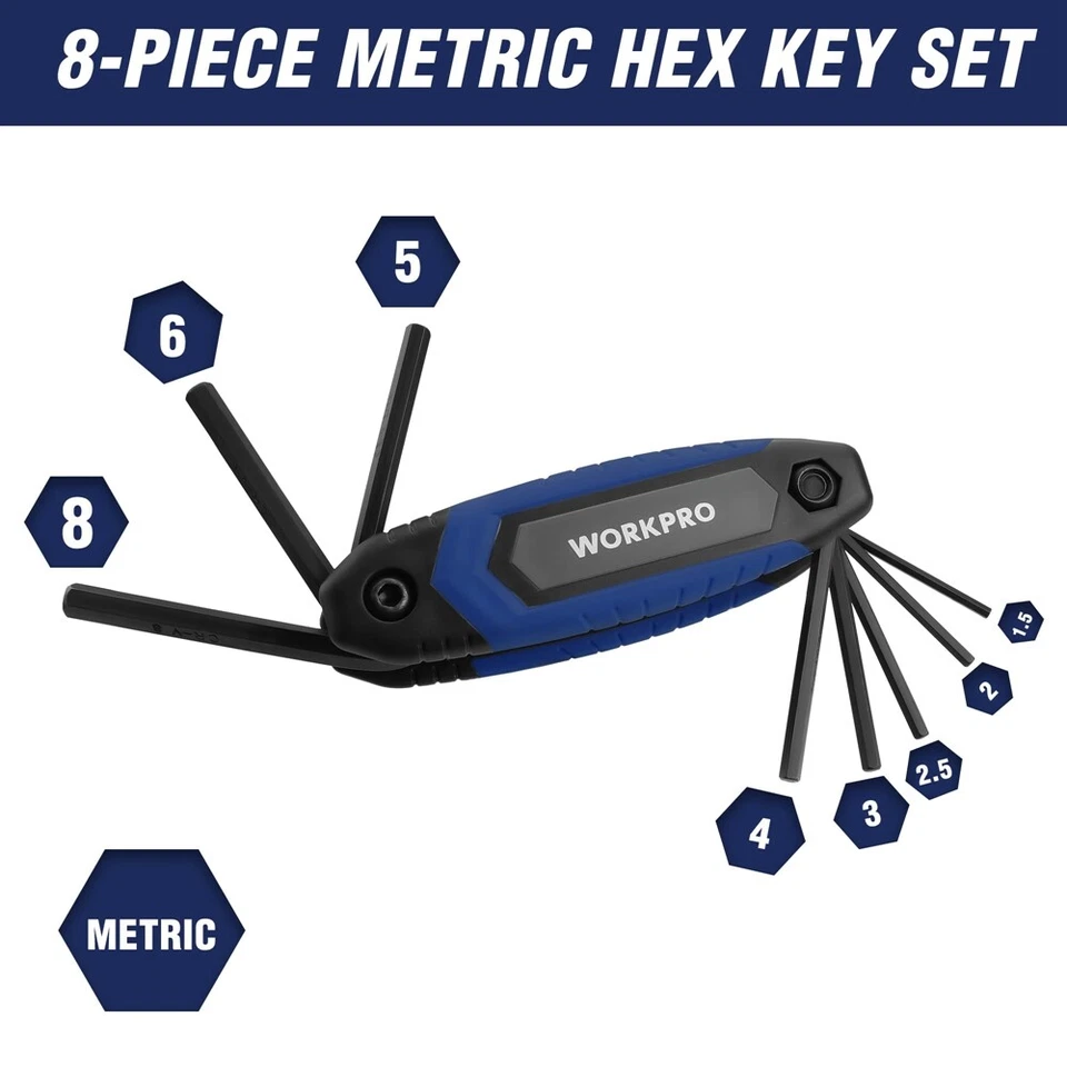 WORKPRO 3-PACK Folding Allen Wrench Set 25Piece Portable SAE/Metric Torx Hex Key - Image 4 of 4