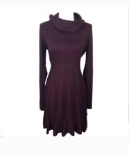 Calvin Klein Women's Fit & Flare Sweater Dress Cowl neck Maroon - Retail $134