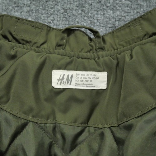 H & M Nasa Jacket Youth 12 13 Large Green Bomber Quilt Lined Boys - Picture 14 of 15