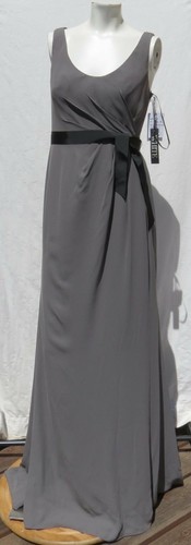 NEU $ 178 WEISS von VERA WANG grau Krepp Tank drapiert Brautjungfer Maxikleid US S 4 - Bild 2 von 8
