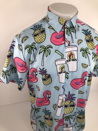 BUC-EE'S Beaver Flamingo Pineapple Hawaiian Aloha Mens Sm. Shirt - 第 2/7 張圖片