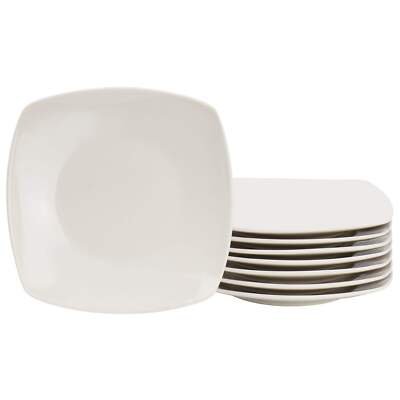 Gibson Home Zen Buffetware 8 Piece 7'' Stoneware Dessert Plate Set in White