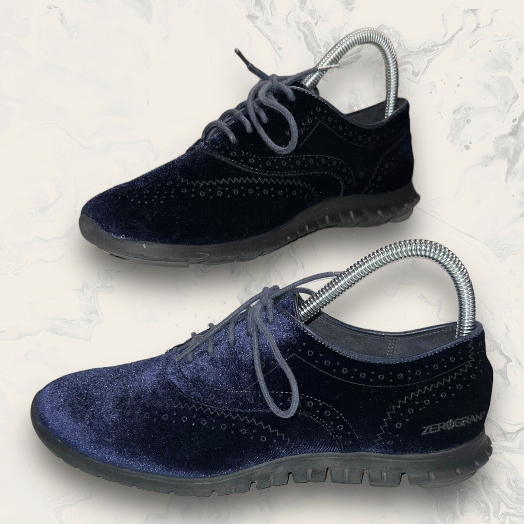 Cole Haan Zerogrand Oxford Dress Shoe Suede Blue Size 12 s-l400.jpg main image 2
