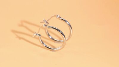925 Sterling Silver Round Click-Top Glossy Hoop Earrings Clasp