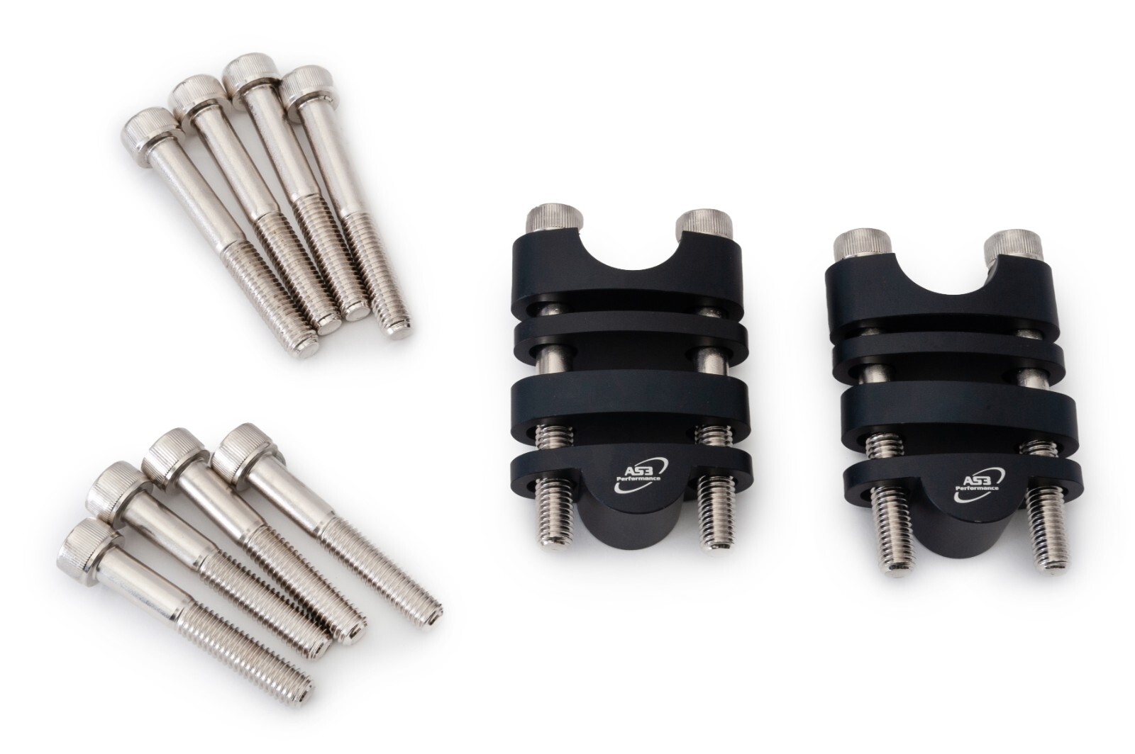AS3 PERFORMANCE 22.2MM HANDLEBAR RAISERS RISERS KIT 20mm-35mm BLACK