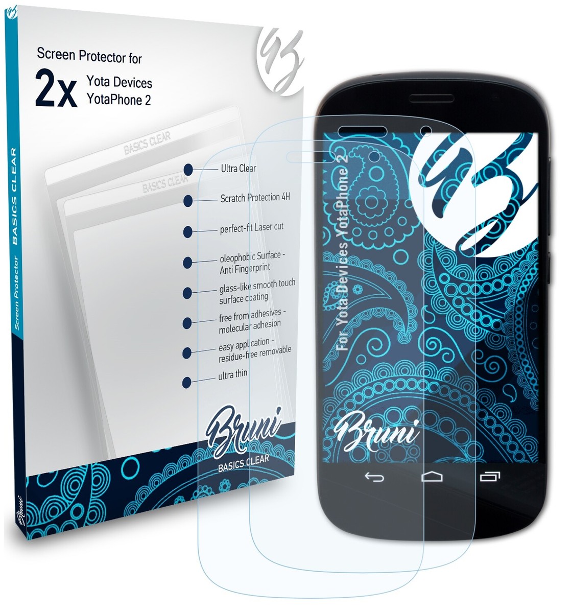 Bruni 2x Proteggi Schermo per Yota Devices YotaPhone 2 Pellicola Protettiva