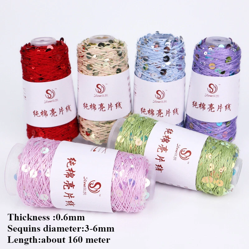 Fil En Coton À Sequins 50G 160M 6Mm+3Mm Brillant Pour Tricot Et Crochet DIY - Photo 2/4