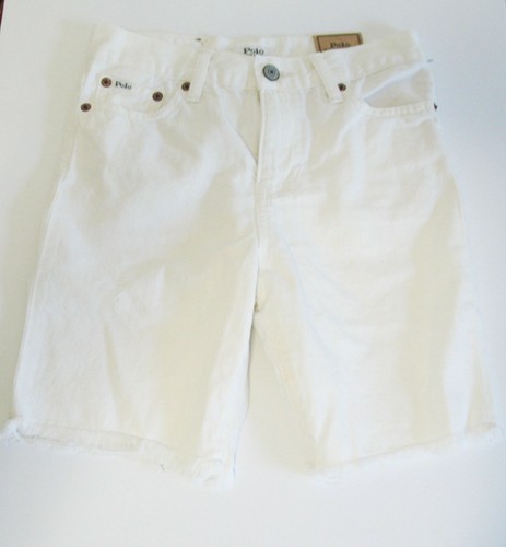 Polo Ralph Lauren Boys Cotton Denim Cutoff Shorts Finn Wash White Sz 20 - NWT