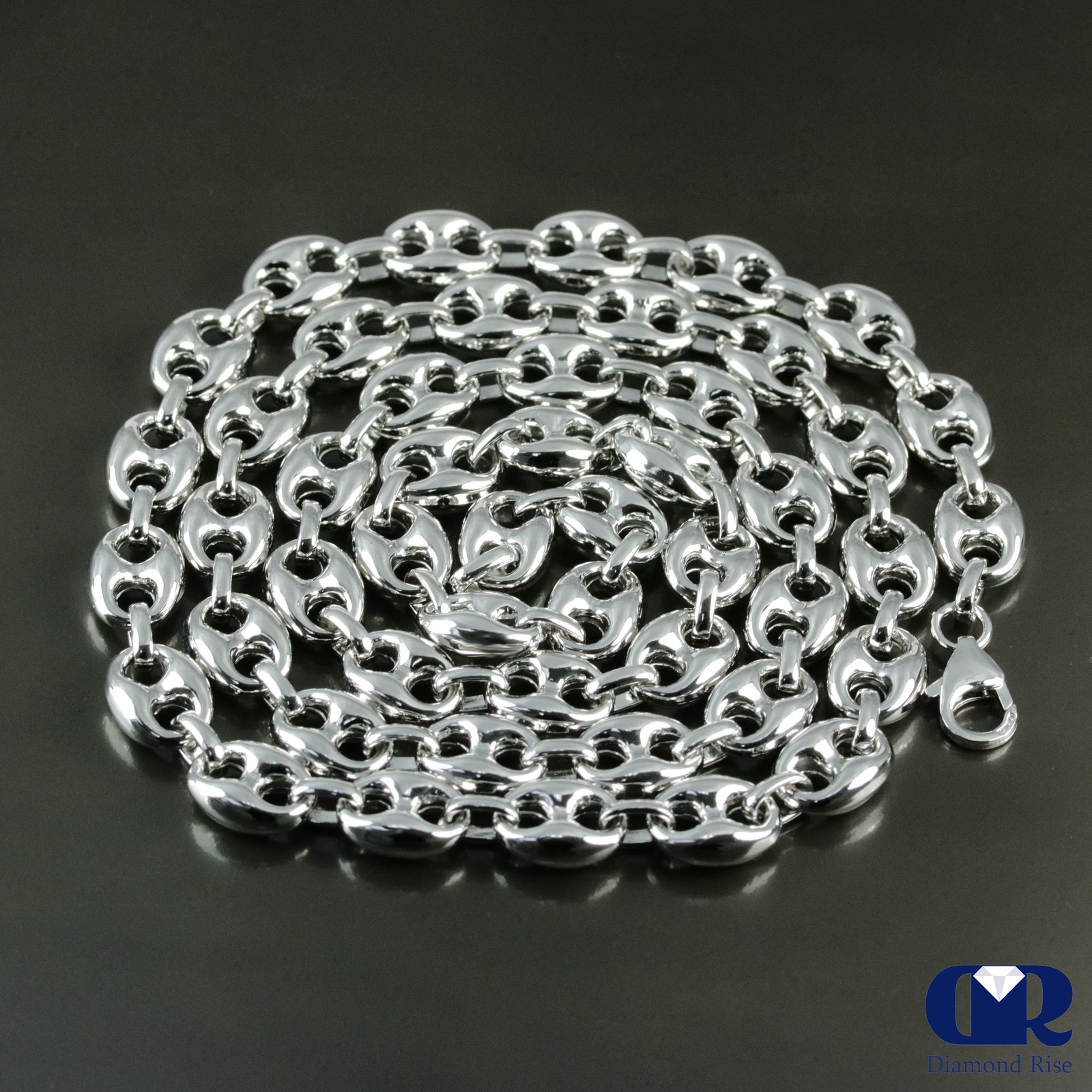 Men's Puff Mariner link Chain Necklace In .925 Sterling Silver 9 mm 26