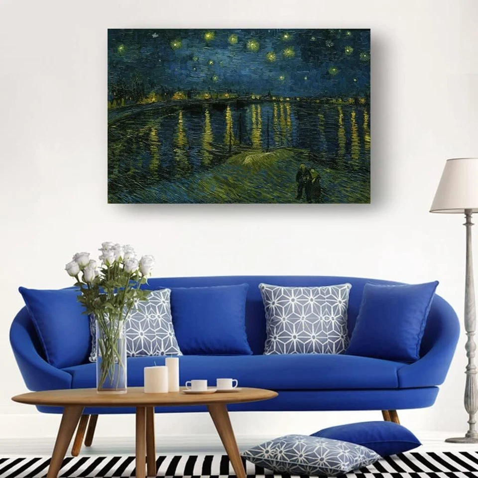 Póster Noche estrellada sobre el Ródano de Vincent Van Gogh impresiones artísticas sala de estar Foto 4 de 4