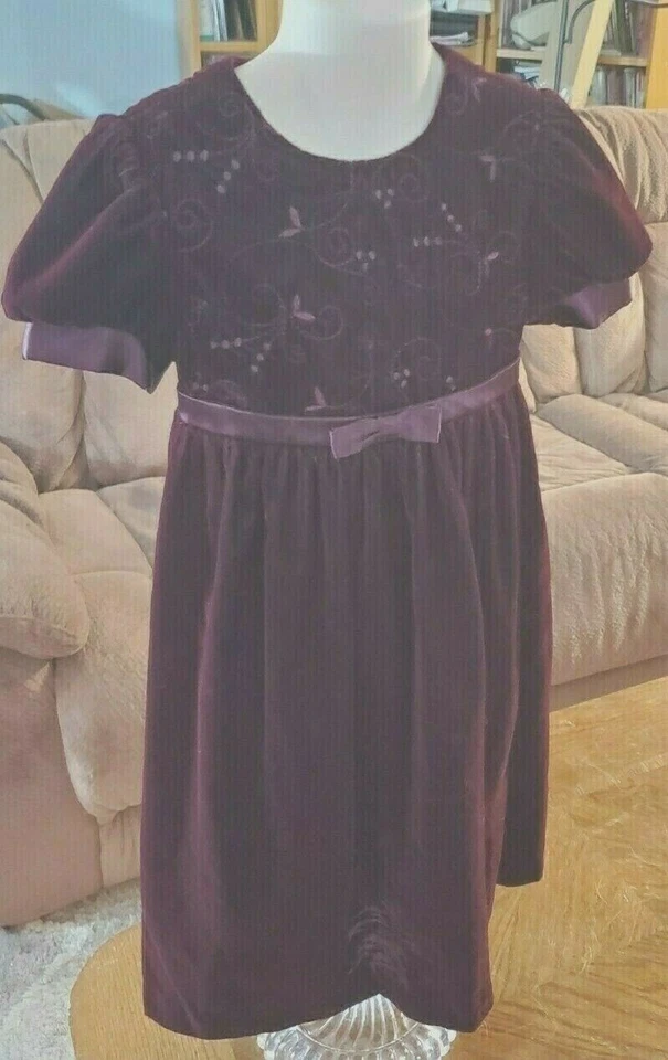 Jessica McClintock Girls Dress Velvet Feel Zipper & Tie Back Size 5(Pre-Owned) - Image 2 of 4