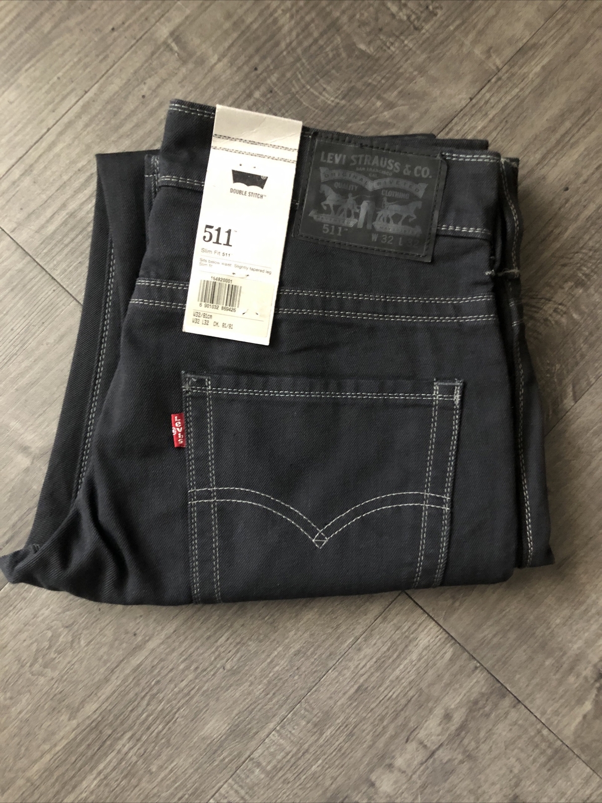 LEVI’S 511 VINTAGE MEN’SLIM FIT GRAY JEANS SIZE W32 L32 DOUBLE STICH GR8 DESIGN