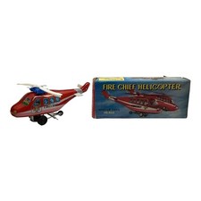 Vintage Fire Chief Helicopter- Wind Up Toys, HR-822, With Box