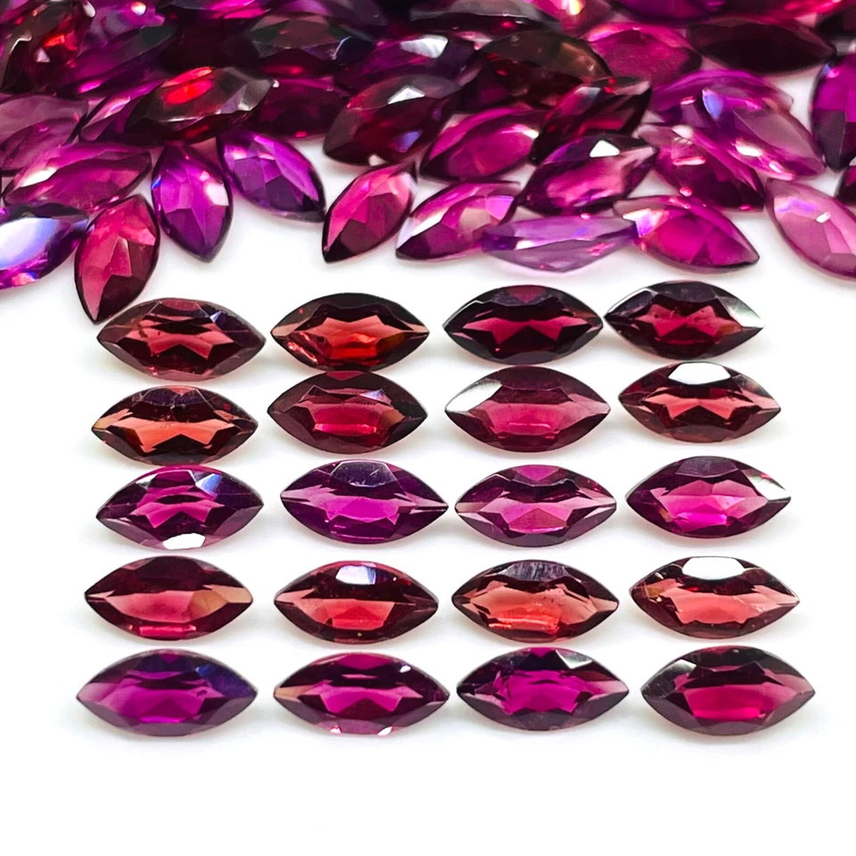65 piezas piedras preciosas sueltas sin tratar corte marquesa granate rodolita natural 7x3,5 mm Foto 2 de 4