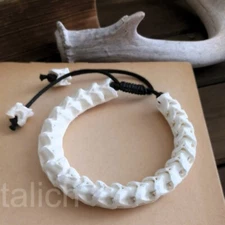 Real Snake Vertebrates Bone Hand Braided Bracelet White Adjustable Unisex Cool