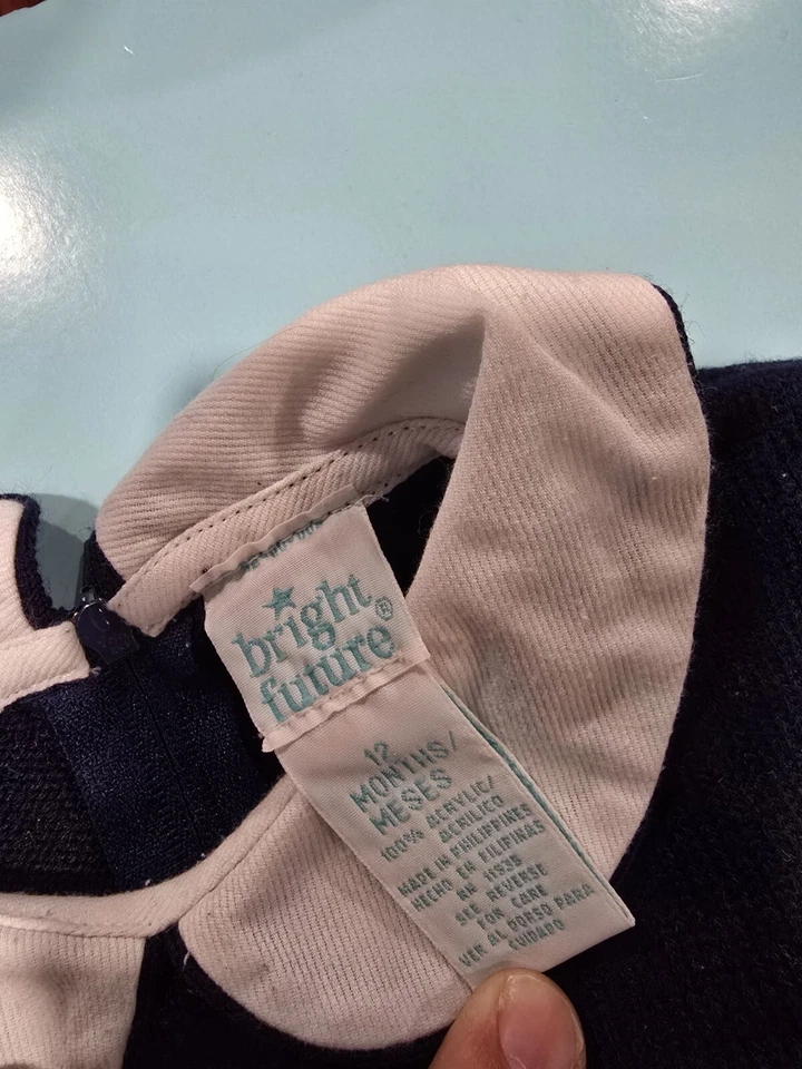 Mono mameluco vintage Bright Future 12 Mo tejido azul flores bordadas Foto 2 de 4