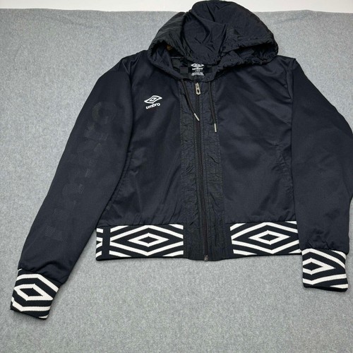 Vintage Umbro Jacket Womens Size L Black White Full Zip Soccer Pockets - Picture 2 of 7