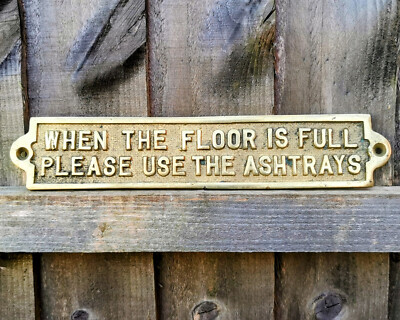 Vintage massives Messing Pest Schild, Rauchen schrullige Botschaft, Pub Mann Höhle Haus Wand