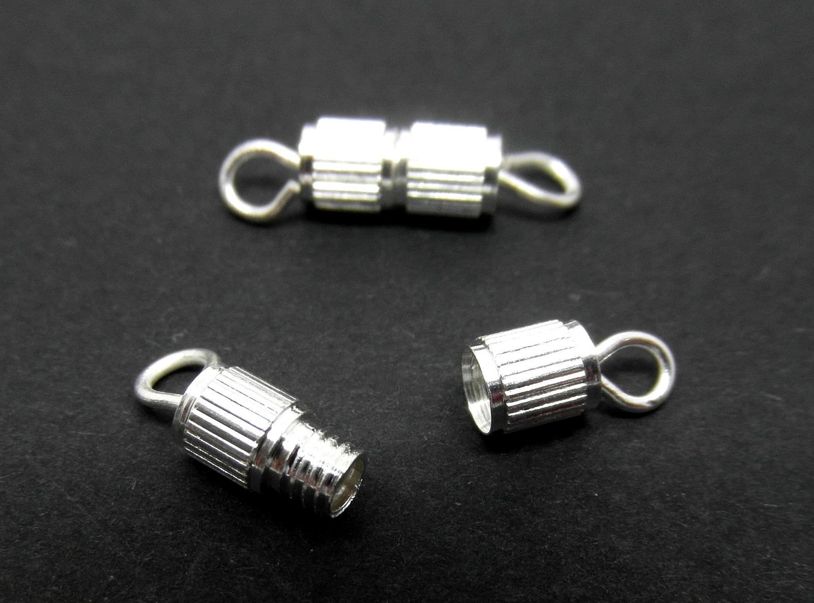 20 Screw Barrel Clasps Silver Plated 15mm End Tips Necklaces Bracelets
