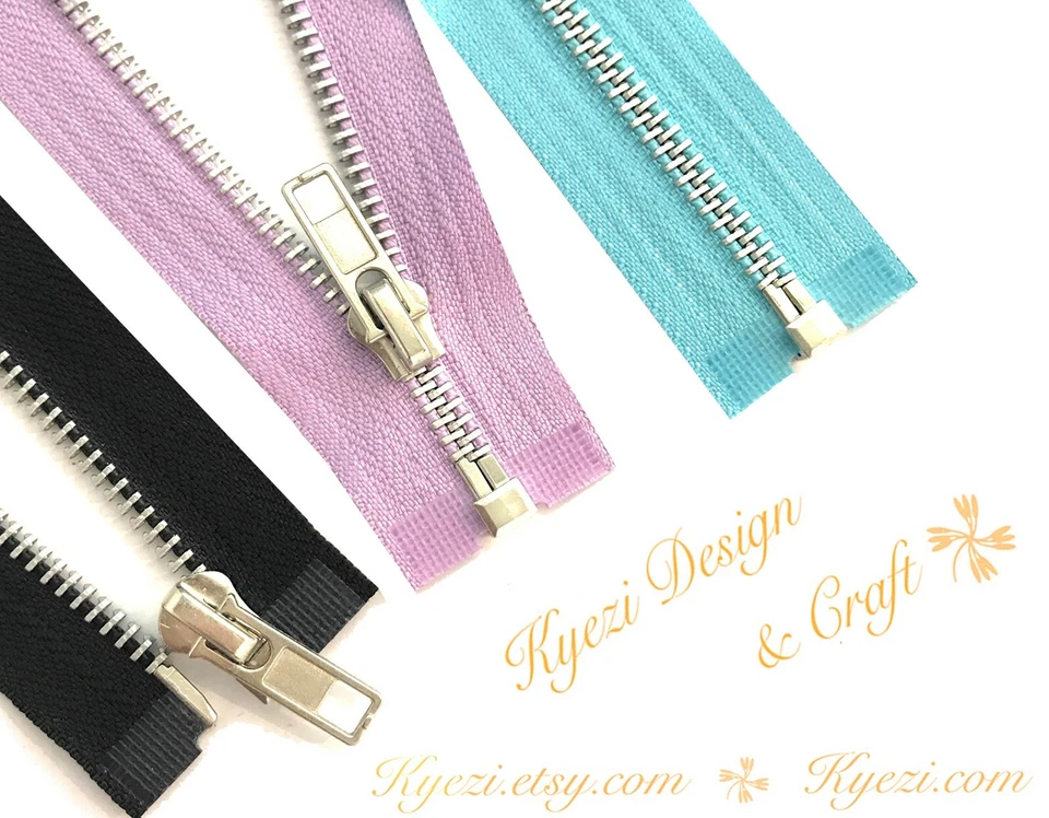 5 - 10 pcs Silver Separating Jacket Zipper, Gauge 5 Zippers - 30", 32", 34", 36" - Image 3 of 4