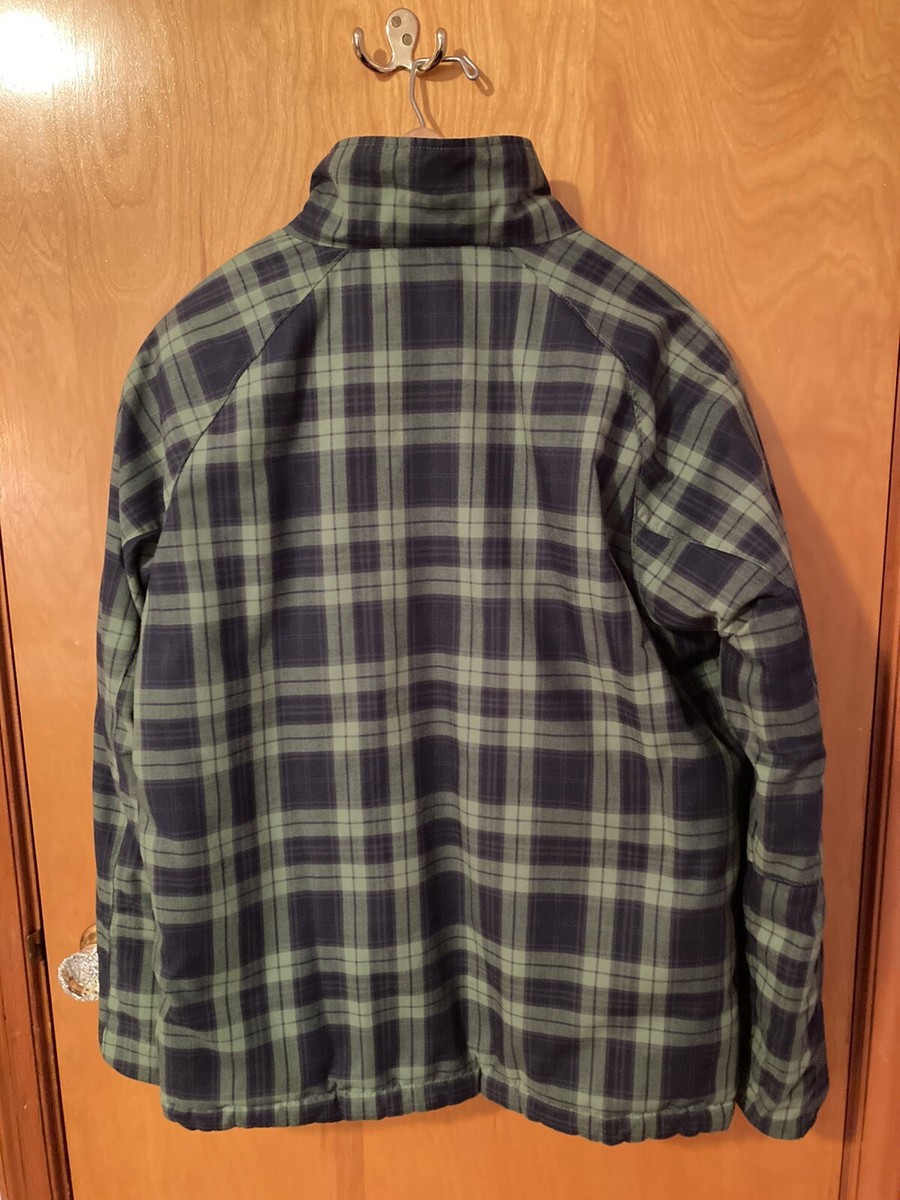 Columbia Reversible Jacket Mens M Black/Green Plaid Full Zip