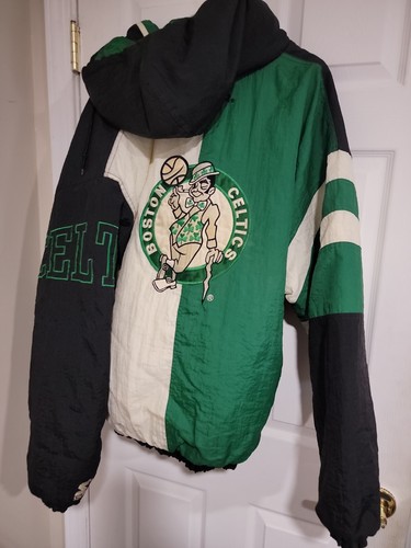 Vintage 90s Boston Celtic Starter Hooded Pull Over Jacket NBA men XL RARE - Picture 2 of 7