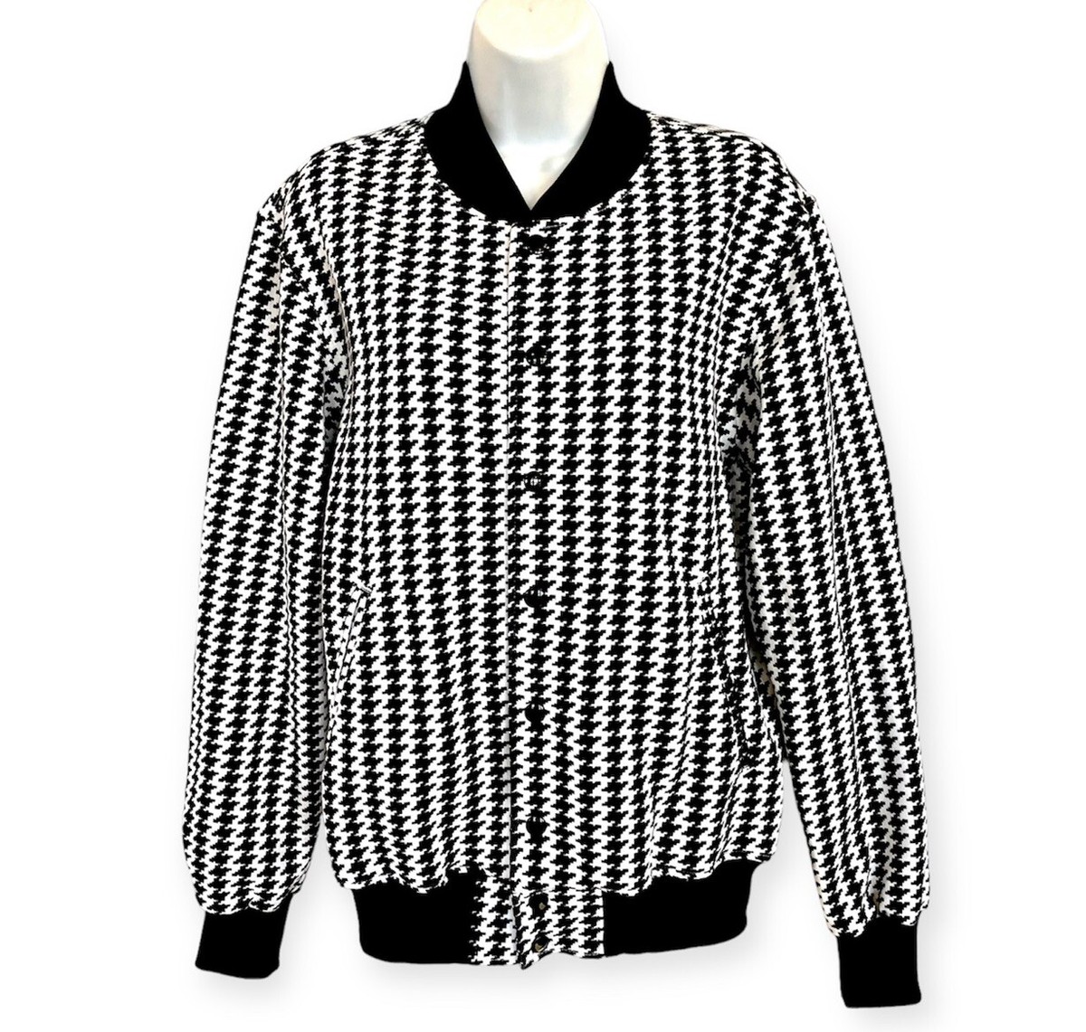 American Apparel Houndstooth Jersey Knit Bomber Jacket Size Unisex
