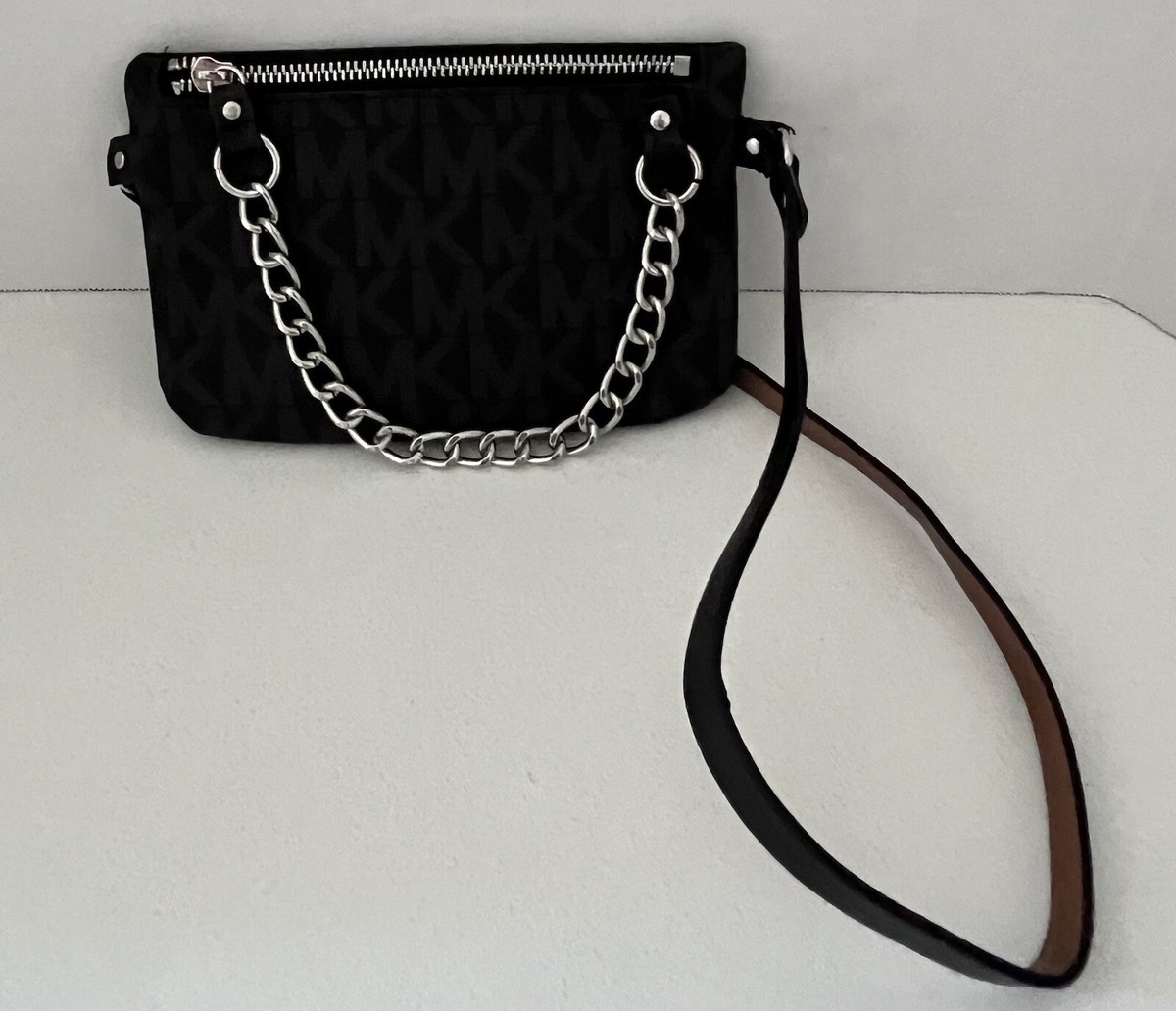 Brand New Michael Kors Black Zippered Belt Bag Fanny Pack w/ Silver Tone Accents bag Michael Kors Fanny Pack Review - YouTube main image 4