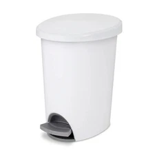 Sterilite 2.6 Gallon Ultra StepOn Wastebasket w/Lid, Small WHITE, 1Pk