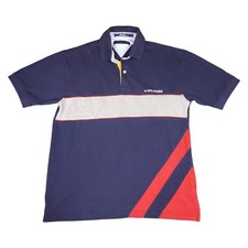 VTG Tommy Hilfiger Mens Y2K Colorblock Casual Polo Shirt Size Larg Y2K