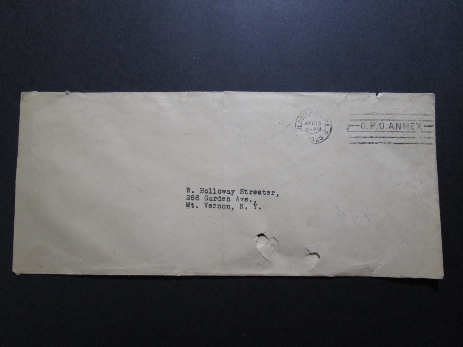 US 1925 Postal Stationery, Albino Error, Used, lower tears/fold - Z7697