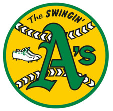 Oakland A's The swinging' A's w/ Alt Logo Type MLB Baseball DieCut Round STICKER