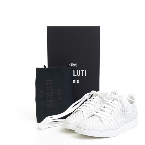 BERLUTI 1490$ White Braided Leather Stellar Low Top Sneakers - Picture 11 of 11