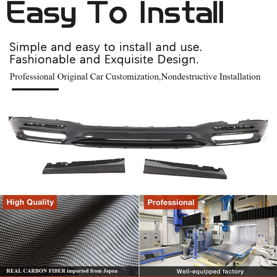 Labio difusor parachoques trasero carbono real para Mercedes Benz W222 S63 S65 2016-18 Foto 2 de 4