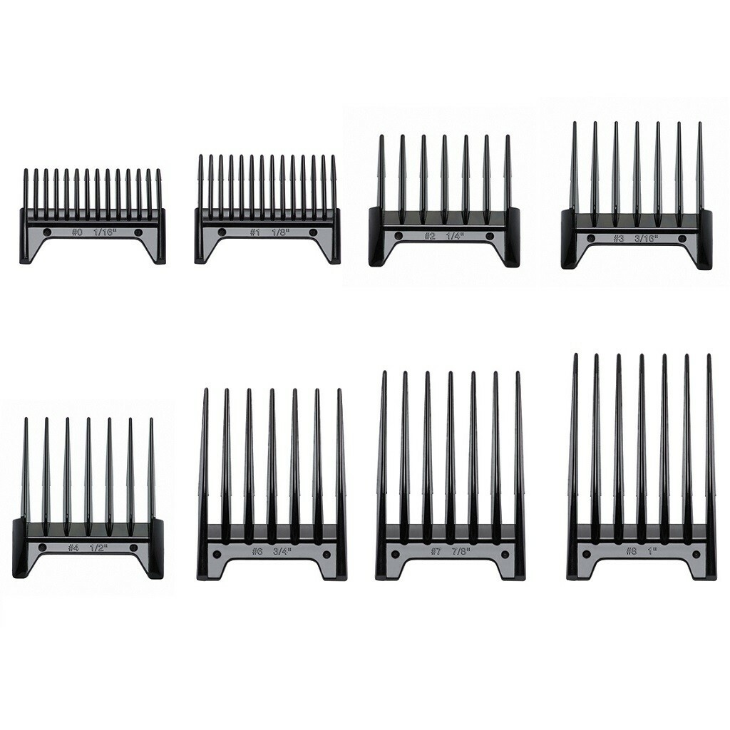 Oster Clip On Guide Guard Combs 8 pc Set for FAST FEED,SPEED LINE CLIPPER Blade