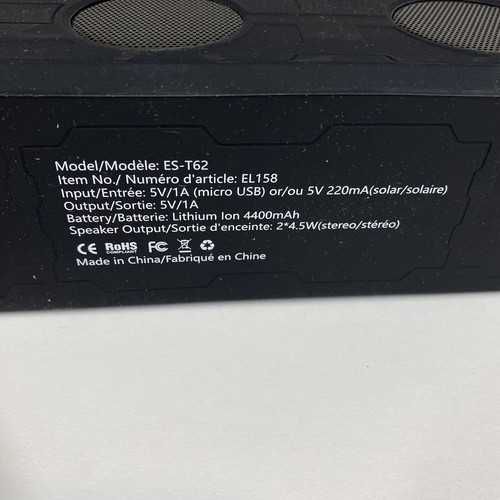 Ebay Marken Merch Swag Bluetooth Lautsprecher Solar schwarz wasserdicht Camp ES-T62 NEU - Bild 5 von 7
