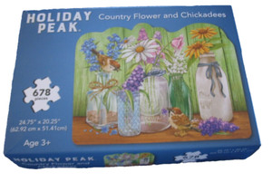 jigsaw puzzle, 678 pieces, Holiday Peak -  Country Flower and Chickadees